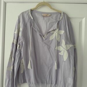 Tory Burch Lavender purple SIZE 10 embroidered top